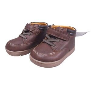 Carters Every Step Kids Brown Faux Leather‎ Boots Hook and Loop Toddler US4.5
